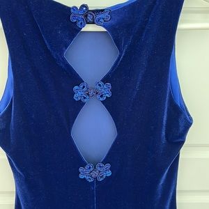 Long royal blue velvet dress